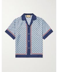 Gucci - Camicia da bowling con stampa geometrica g quadro in seta uomo - Lyst