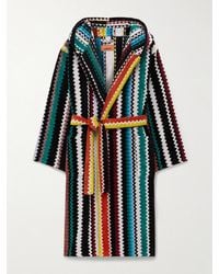 Missoni - Curt Morgenmantel aus Baumwollfrottee mit Jacquard-Streifenmuster und Kapuze - Lyst
