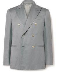 Caruso - Slim-fit Double-breasted Silk And Linen-blend Blazer - Lyst