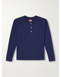 Fortela - Amish Waffle-Knit Cotton-Jersey Henley T-Shirt - Lyst