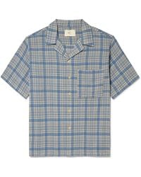 Folk - Anniversary Convertible-Collar Checked Cotton-Gauze Shirt - Lyst