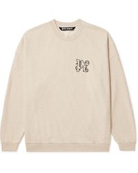 Palm Angels - Logo-embroidered Cotton And Linen-blend Jersey Sweatshirt - Lyst