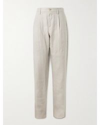 Canali - Straight-leg Pleated Linen Trousers - Lyst