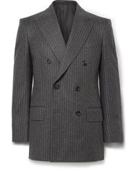 Tom Ford - Double-breasted Prinstriped Wool-flannel Blazer - Lyst