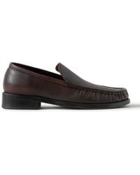 Acne Studios - Logo-Print Burnished-Leather Loafers - Lyst
