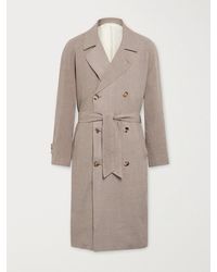 De Bonne Facture Washed Linen And Wool-blend Trench Coat - Grey