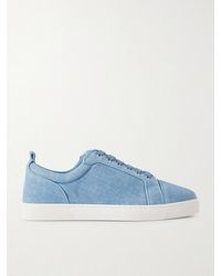 Christian Louboutin - Louis Junior Orlato Grosgrain-Trimmed Printed Suede Sneakers - Lyst