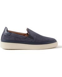 Mulo - Leather-Trimmed Suede Slip-On Sneakers - Lyst