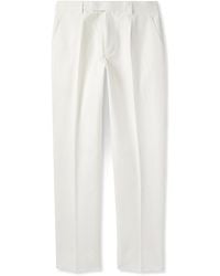 ZEGNA - Tapered Pleated Cotton And Linen-Blend Twill Trousers - Lyst
