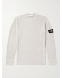 Stone Island - Logo-Appliquéd Ribbed Virgin Wool Sweater - Lyst
