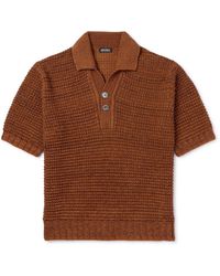 ZEGNA - Open-Knit Cotton, Linen, Silk And Cashmere-Blend Polo Shirt - Lyst