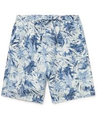 120% Lino - Straight-leg Printed Linen Drawstring Bermuda Shorts - Lyst