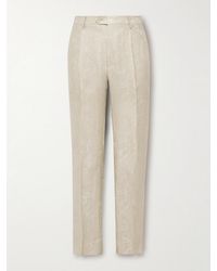 Etro - Straight-Leg Pleated Paisley-Jacquard Linen-Blend Suit Trousers - Lyst