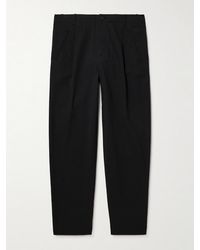 Folk - Assembly Straight-Leg Pleated Cotton-Blend Seersucker Trousers - Lyst