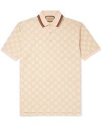 Gucci - Monogram-embroidered Stretch-cotton Piqué Polo Shirt - Lyst