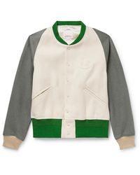 Visvim - Colour-block Logo-appliquéd Wool And Linen-blend Varsity Jacket - Lyst