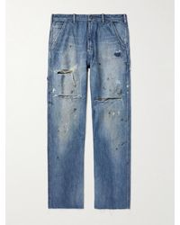 SAINT Mxxxxxx - Straight-leg Distressed Paint-spattered Jeans - Lyst
