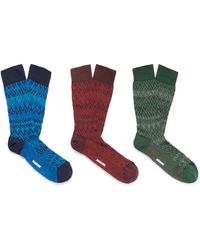 Missoni - Three-pack Crochet-knit Cotton-blend Socks - Lyst
