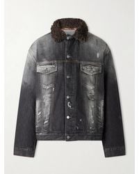 Acne Studios - Robert Plush-Trimmed Padded Distressed Denim Jacket - Lyst