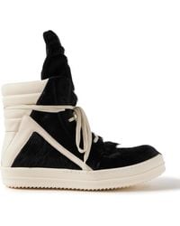 Rick Owens - Geobasket Calf Hair And Leather High-top Sneakers - Lyst