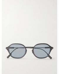 ZEGNA - Round-Frame Titanium Sunglasses - Lyst