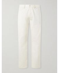 Drake's - Straight-Leg Leather-Trimmed Jeans - Lyst