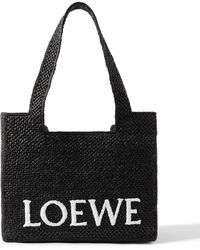 Loewe - Medium Logo-embroidered Raffia Tote Bag - Lyst