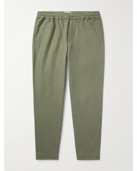 Folk - Assembly Cropped Tapered Washed Cotton-moleskin Trousers - Lyst