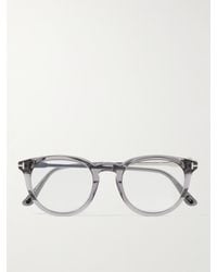 Tom Ford - Brille mit rundem Rahmen aus Azetat und silberfarbenen Details - Lyst