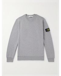 Stone Island - Logo-Appliquéd Garment-Dyed Cotton-Jersey Sweatshirt - Lyst