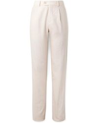 Brunello Cucinelli - Straight-leg Pleated Linen And Wool-blend Suit Trousers - Lyst