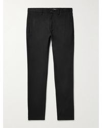 Theory Zaine Slim-fit Stretch-cotton Flannel Trousers - Black