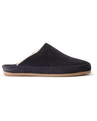 Mulo - Shearling-lined Suede Slippers - Lyst