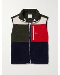 Drake's - Colour-block Logo-embroidered Wool-blend Fleece Gilet - Lyst