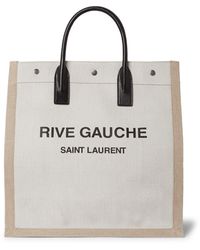 Saint Laurent - Noe Leather-trimmed Logo-print Canvas Tote Bag - Lyst