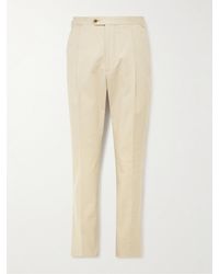 Saman Amel - Slim-fit Straight-leg Pleated Cotton-blend Twill Trousers - Lyst