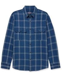Club Monaco - Button-Down Collar Checked-Dyed Cotton Shirt Jacket - Lyst