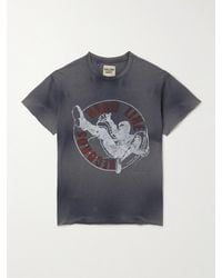 GALLERY DEPT. - T-shirt in jersey di cotone effetto consumato con stampa e glitter Headline Records - Lyst