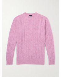 Drake's - Cable-Knit Brushed Wool Sweater - Lyst
