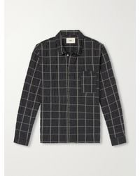 Folk - Patch Checked Cotton-Blend Seersucker Shirt - Lyst