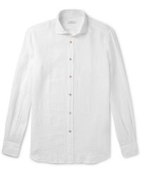 Boglioli - Cutaway-collar Linen Shirt - Lyst