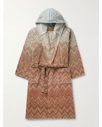 Missoni - Stone Morgenmantel aus gestreiftem Baumwollfrottee mit Farbverlauf und Kapuze - Lyst