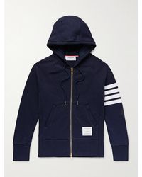 Thom Browne - Slim-Fit Striped Loopback Cotton-Jersey Zip-Up Hoodie - Lyst
