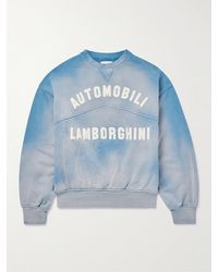 Rhude - Lamborghini Logo-print Distressed Cotton-jersey Sweatshirt - Lyst
