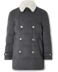 Brunello Cucinelli - Double-breasted Shearling-trimmed Quilted Wool Down Jacket - Lyst