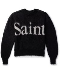 SAINT Mxxxxxx - Logo-jacquard Brushed Mohair-blend Sweater - Lyst