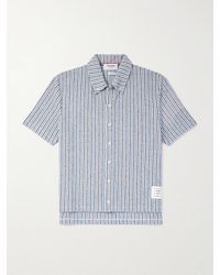 Thom Browne - Gestreiftes Hemd aus Frottee aus einer Baumwollmischung mit Logoapplikation - Lyst