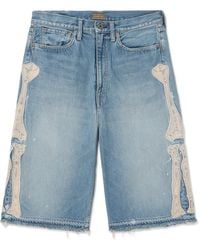 Kapital - Straight-Leg Appliquéd Distressed Denim Shorts - Lyst
