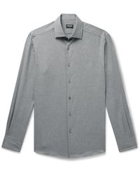 Zegna - Cotton And Cashmere-blend Twill Shirt - Lyst