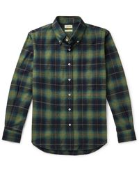 De Bonne Facture - Button-down Collar Checked Cotton-flannel Shirt - Lyst